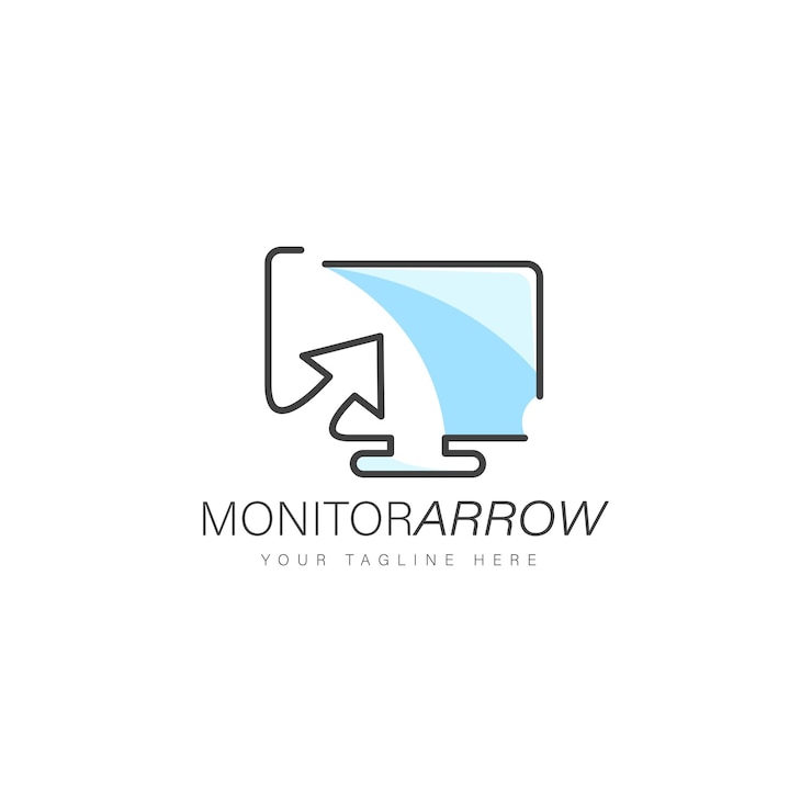 Vector monitor arrow logo design linear style
