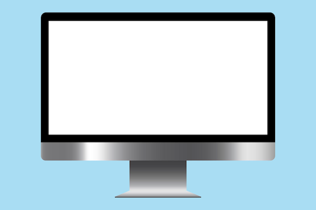 Monitor su sfondo blu monitor del computer con schermo vuoto monitor mocapstyle immagine vettoriale