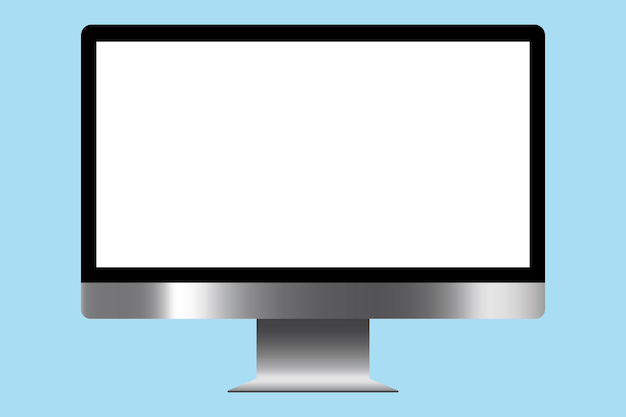 monitor on a blue background computer monitor with blank screen mocapstyle monitor vector image