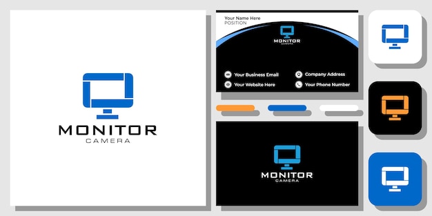 Monitor Camera schermtechnologie moderne cctv met sjabloon voor visitekaartjes