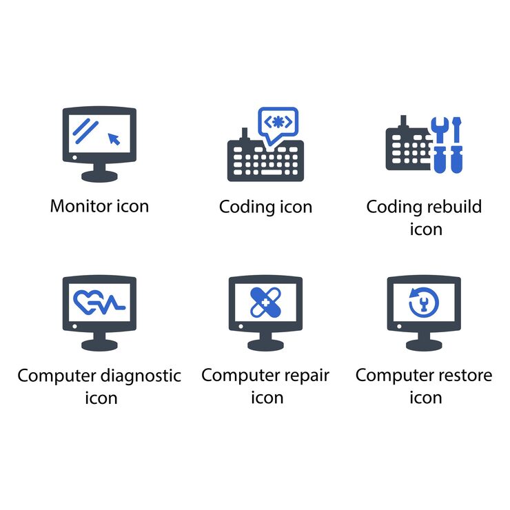 Vector monitor coding coding rebuild computer diagnostic computer repair computer restore icon