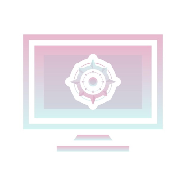 Monitor compass logo gradient design template icon element