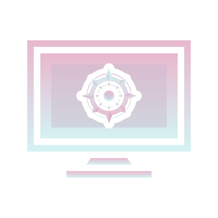 Vector monitor compass logo gradient design template icon element