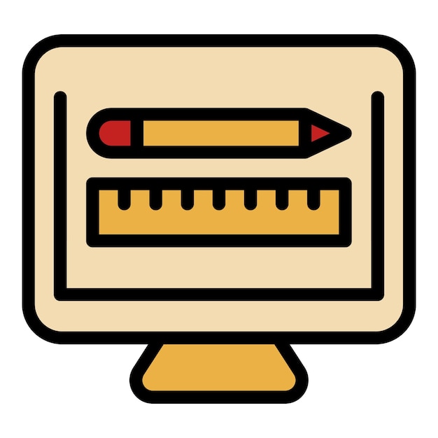 Monitor education icon Outline Monitor education vector icon for web design isolated on white background color flat