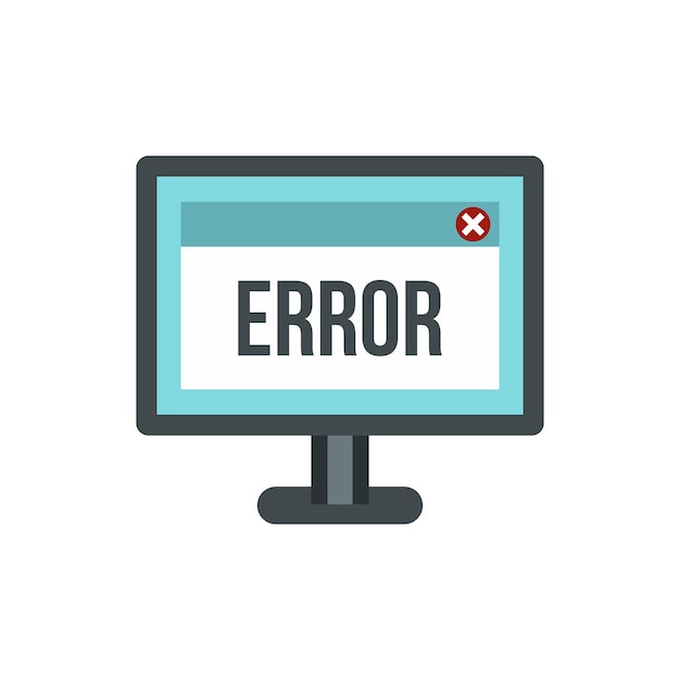 Vector monitor error icon in flat style isolated on white background failure symbol