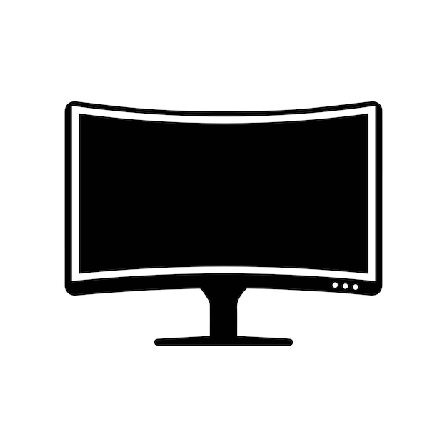 Monitor gebogen scherm zwart icoon scherm elektronisch computerontwerp