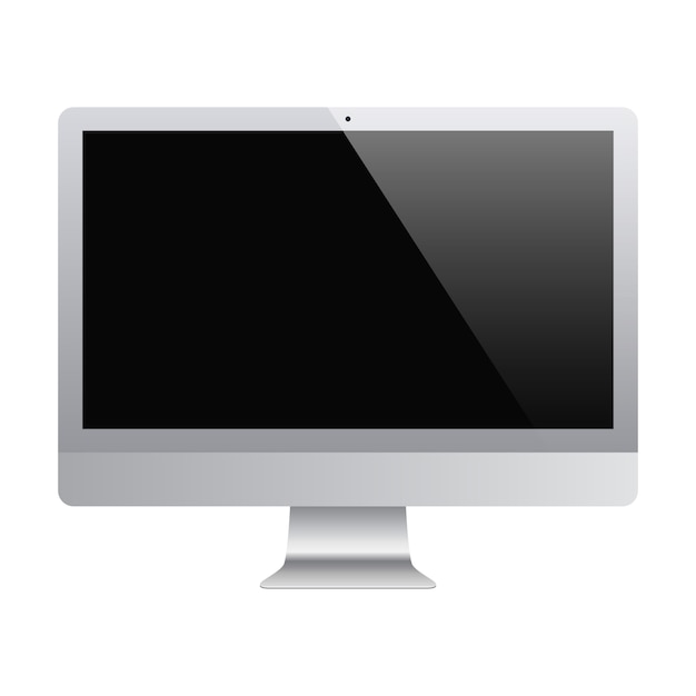 Monitor grey color with blank screen isolated on white