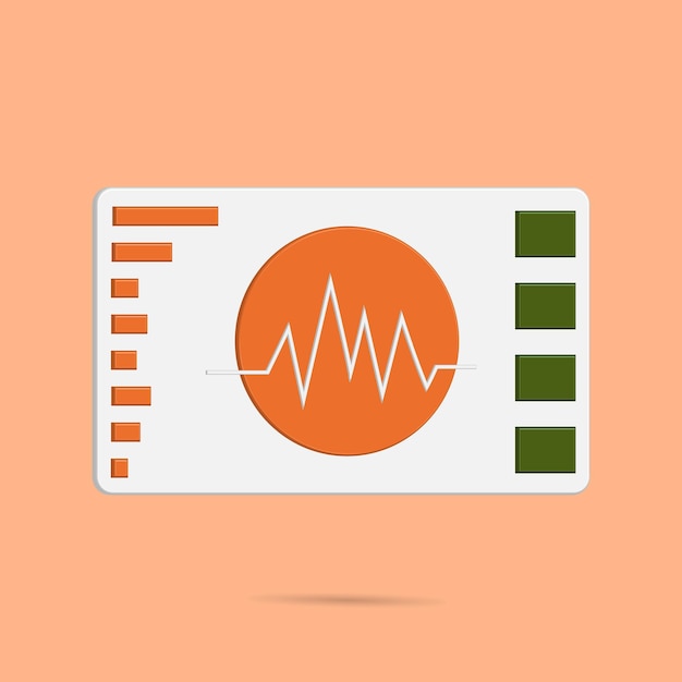 Vector monitor heart rate on an orange background, and draw a green square along with a graph