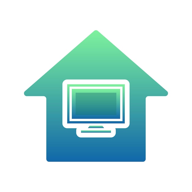Monitor home logo gradiënt ontwerp sjabloon pictogram element