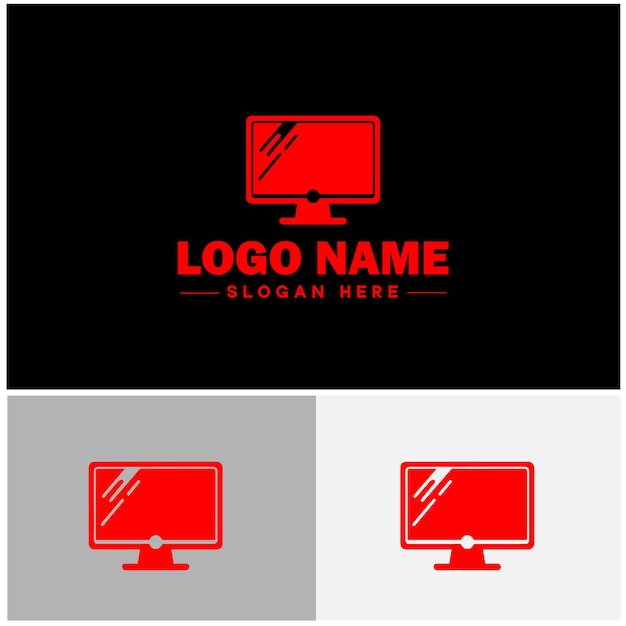 Икона монитора Дисплей Экран Визуальный интерфейс плоский логотип знак символ редактируемый вектор