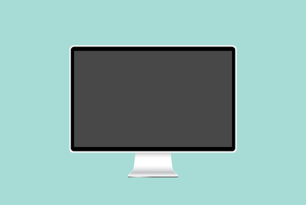 Vector monitor icon metallic stand isolated computer illustration
