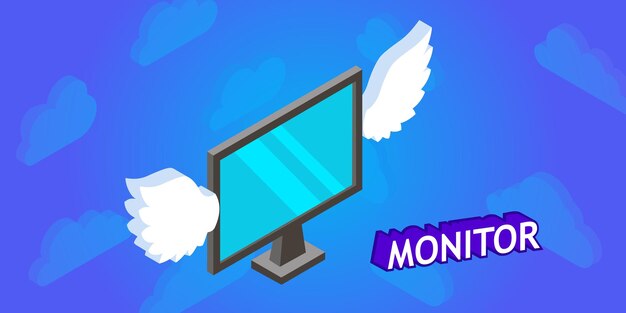 모니터 아이소메트릭 디자인 아이콘 벡터 웹 일러스트 레이 션 3d 다채로운 개념