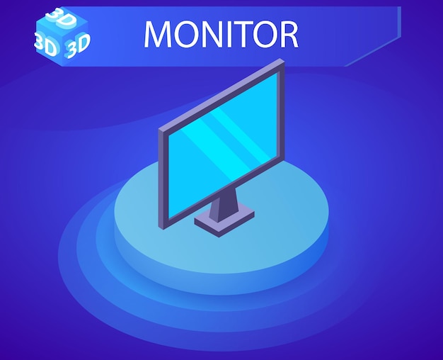 Monitor isometric design icon vector web illustration 3d colorful concept