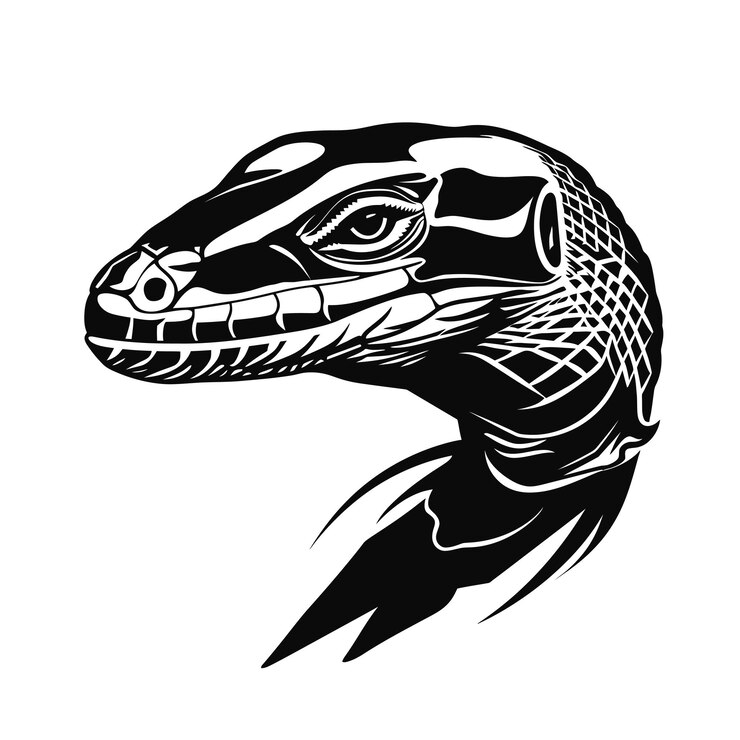 Vector monitor lizard aggressive silhouette vector illustration