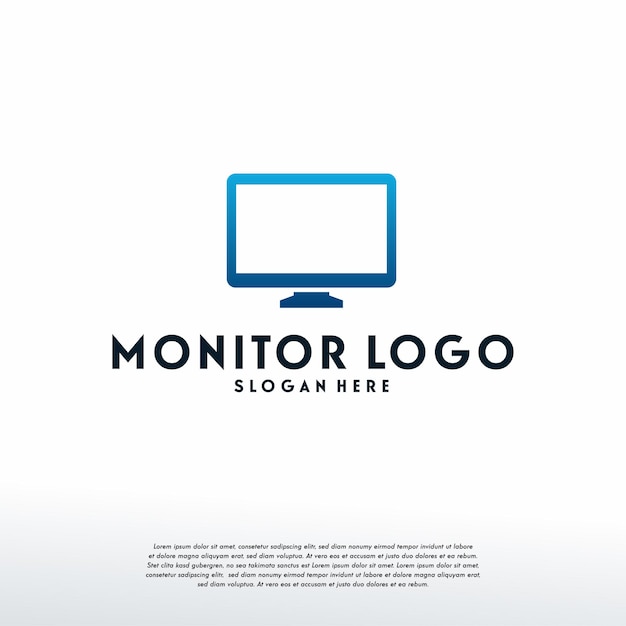 Monitor logo-ontwerpsjabloon, computerlogo-ontwerpen, logo-symboolpictogram