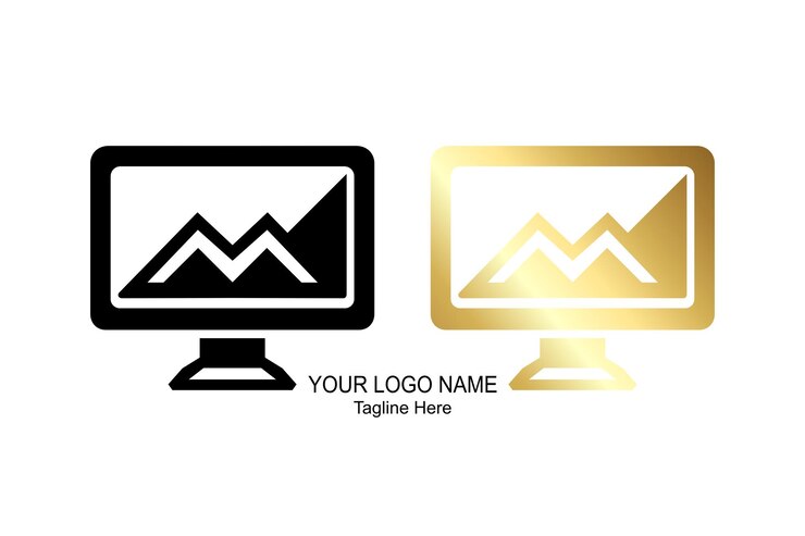 वेक्टर a monitor logo silhouette art and gradients