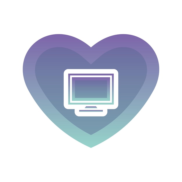 Monitor love logo gradient design template icon element