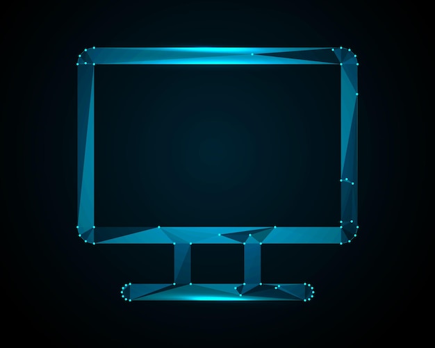 Monitor Low Poly Art Geometrische computer scherm illustratie in moderne veelhoekige ontwerp stijl