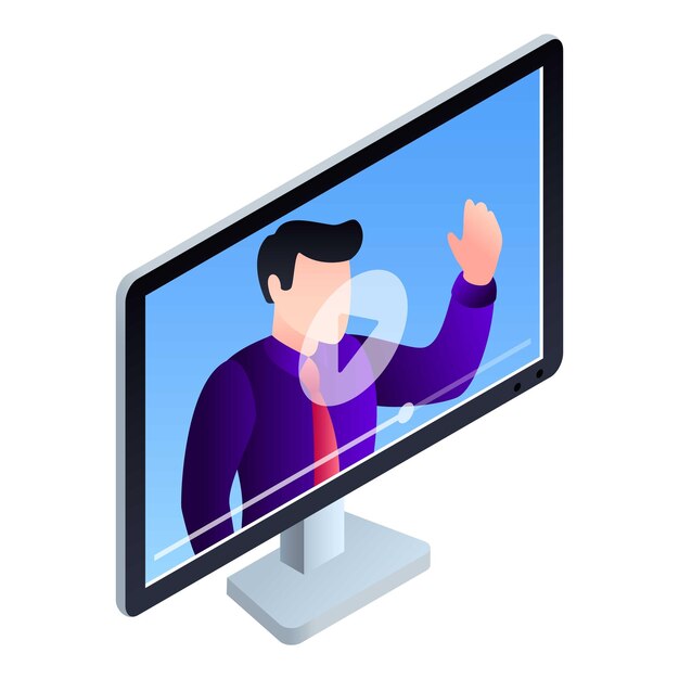 monitor online webinar icon isometric of monitor online webinar vector icon for web design isolated on white background