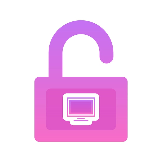 Monitor padlock logo gradient design template icon element