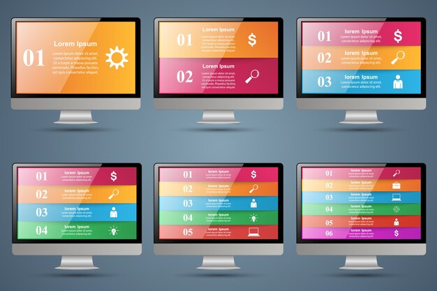 Monitor pictogram. Zakelijke 3d infographics.