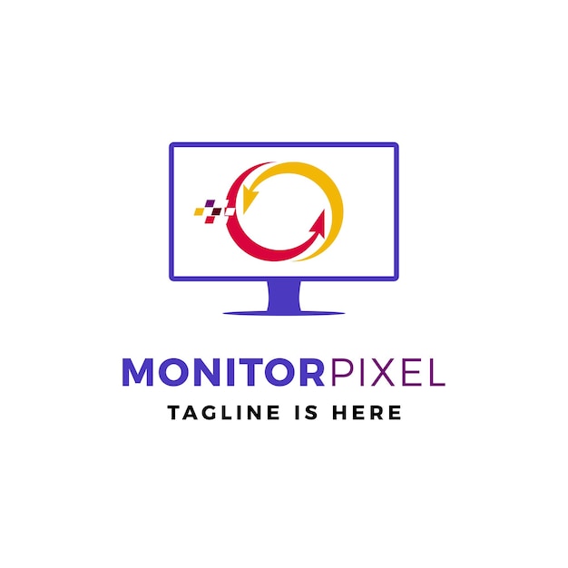 Monitor pixel logo vector icon illustration