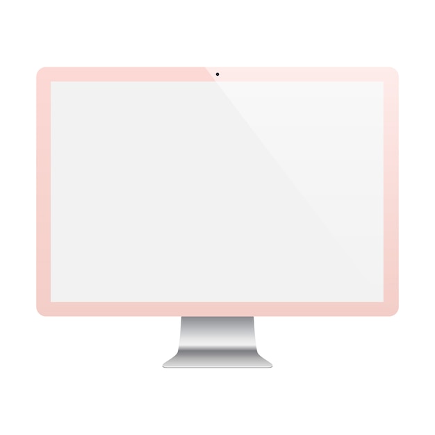 Vector monitor rose gold color with blank screen isolated on white background. stock illustration