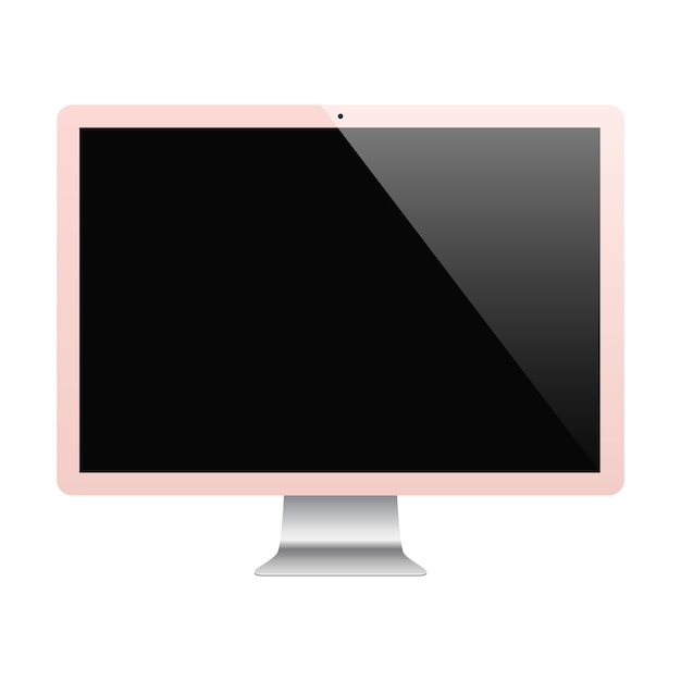 Vector monitor rose gold color with blank screen isolated on white background.