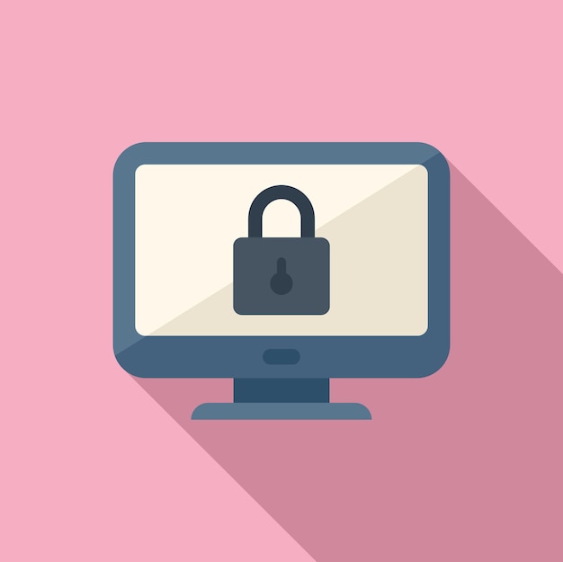 monitor safe icon flat vector data privacy secure policy