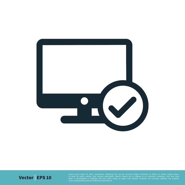 Monitor Screen Television Check Mark Icon Vector Logo Template Illustration Design Vector EPS 10