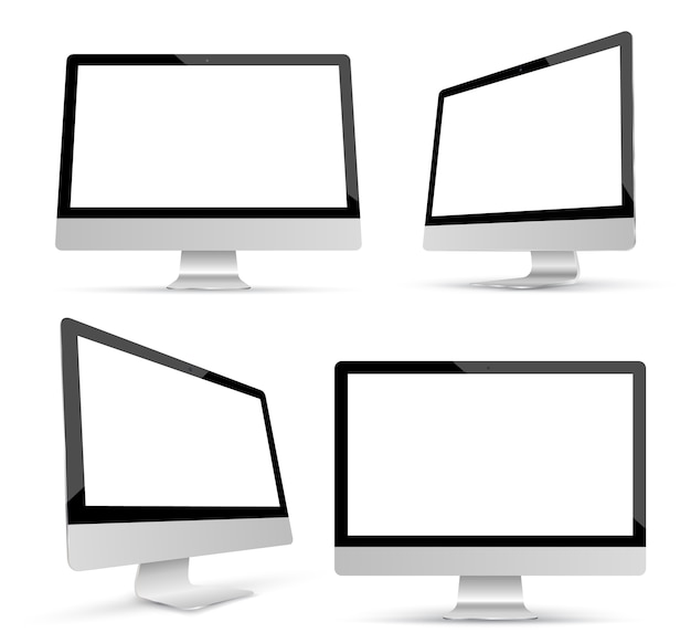 Monitor set mockup vector.