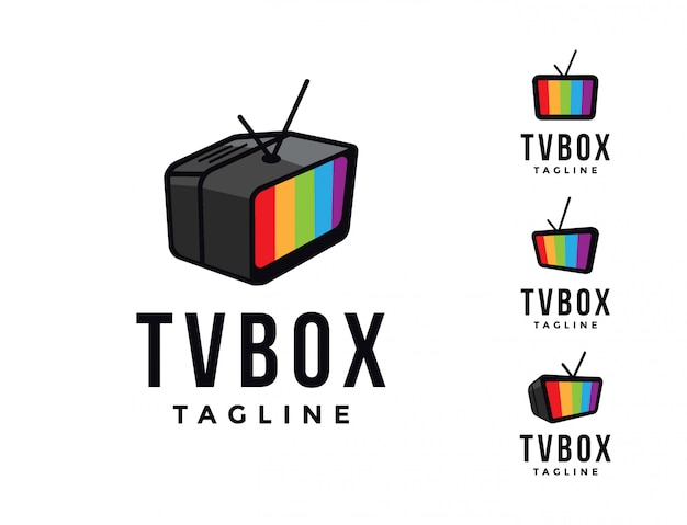 Monitor televisie Tv box logo sjabloon, uitzending entertainment afbeelding