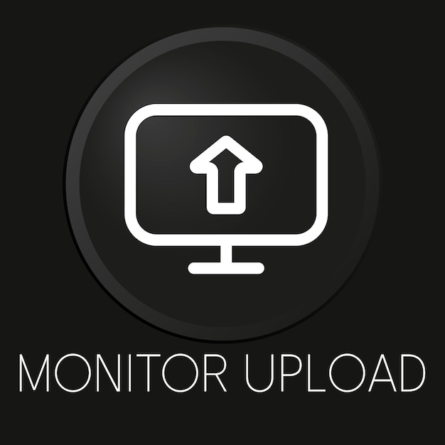 Monitorare l'icona della linea vettoriale minima di caricamento sul pulsante 3d isolato su sfondo nero vettore premium