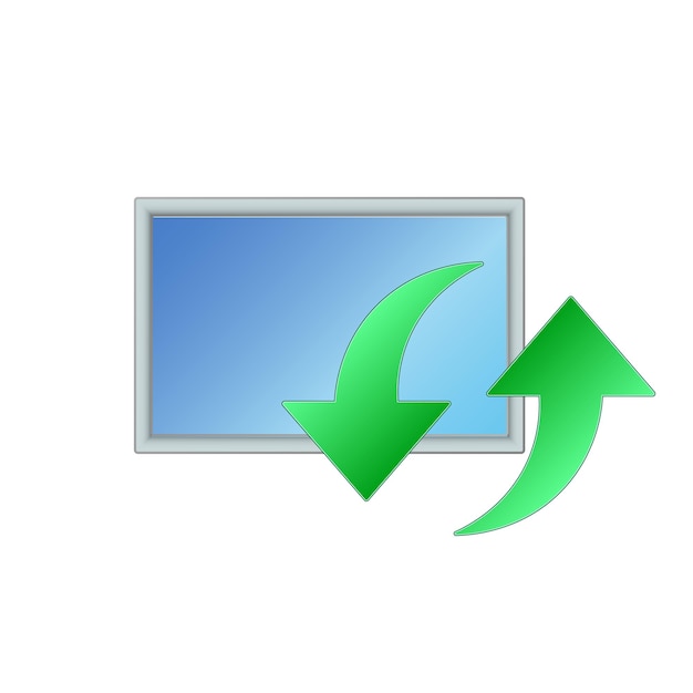 Monitorpictogram met download-uploadpictogram voor pc Kleurpictogram