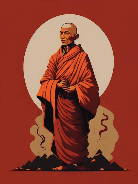 Vector monk vector illustration white background