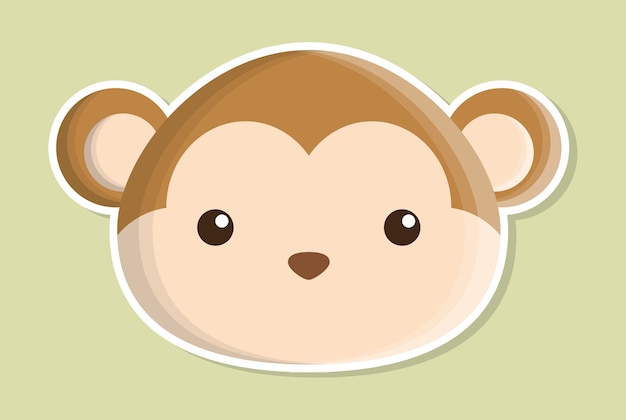 обезьяна животное милый маленький мультфильм значок