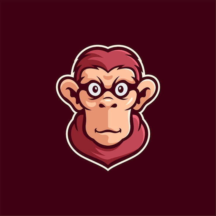 Vector monkey animal head cartoon logo template illustration esport logo gaming premium vector
