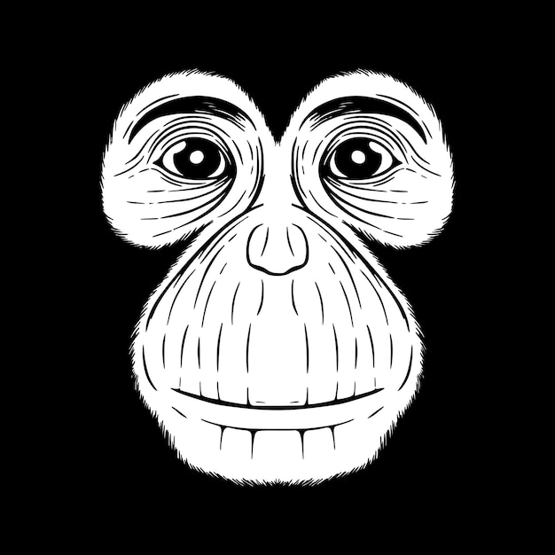 Monkey Ape Chimpanzee Face Potrait Vector Illustration