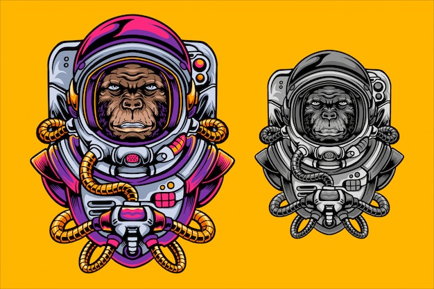 Monkey astronaut illustration