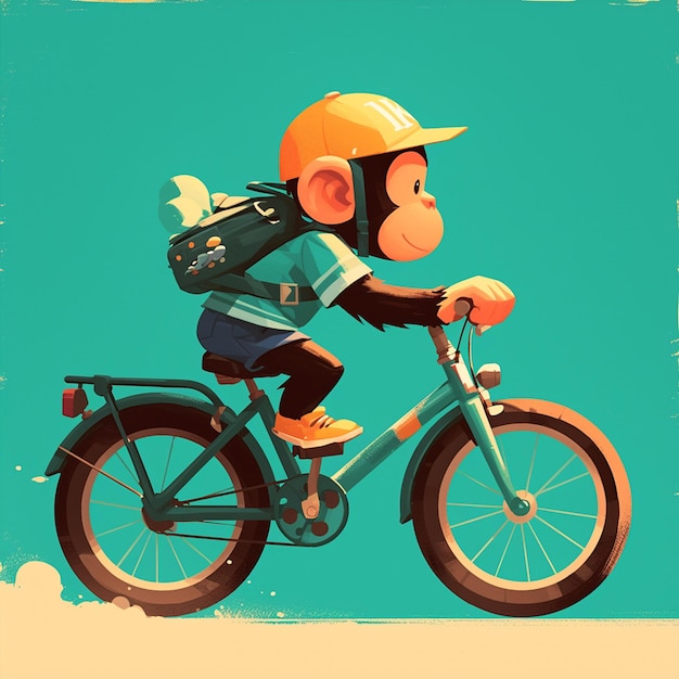 Vector a monkey in a bicycle cartoon style