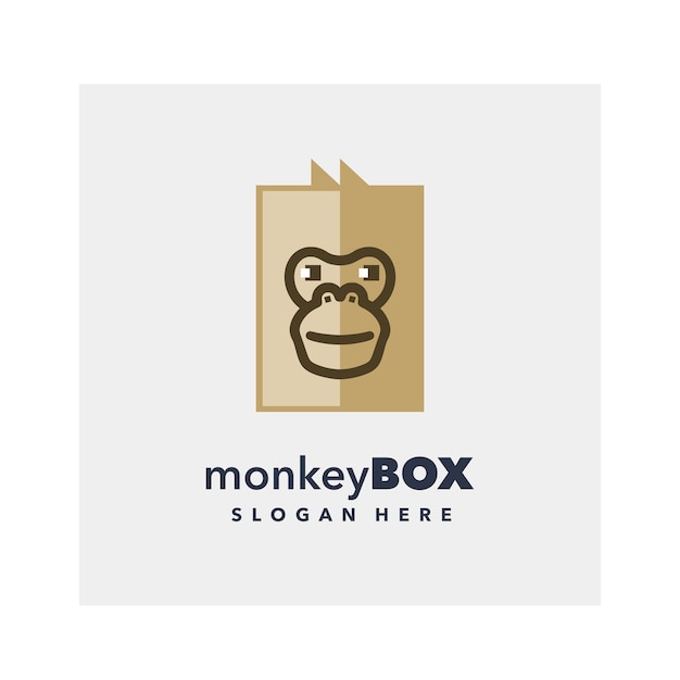 Vector monkey box design logo template