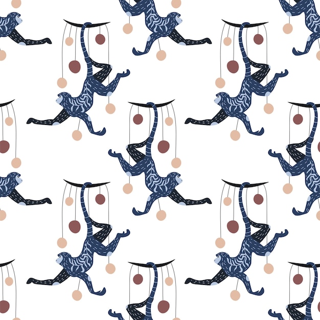 Monkey on a branch seamless pattern vector illustration