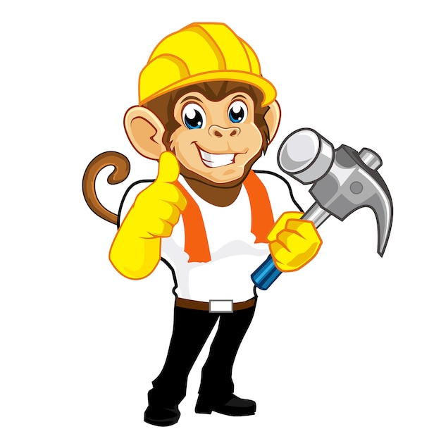 monkey builder cartoon in vector