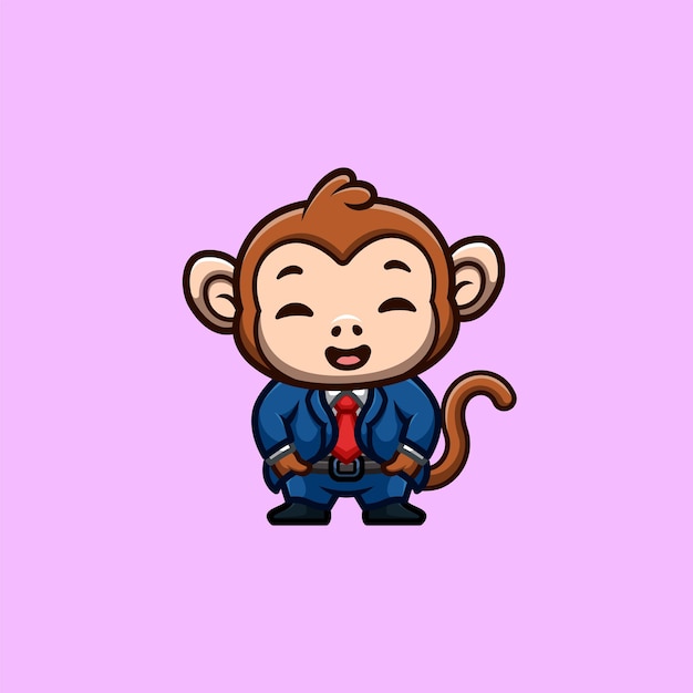 Monkey Business Cute Creative Kawaii Cartoon Mascot Logo