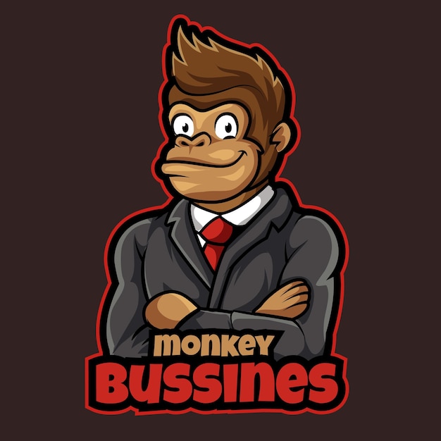 Vector monkey business mascot logo vector