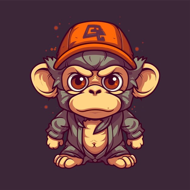 Vector monkey cartoon character cool mascot monkey design