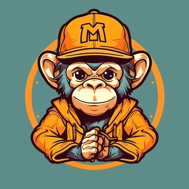 Monkey cartoon character cool mascot monkey design