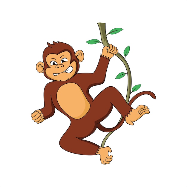 Vector monkey cartoon design illustration. wild animal icon, sign and symbol.