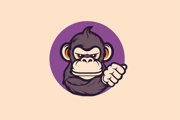 Vector monkey cartoon mascot logo vector icon illustration design vector illustration