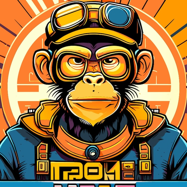 Monkey character cyberpunk vector illustration cartoon